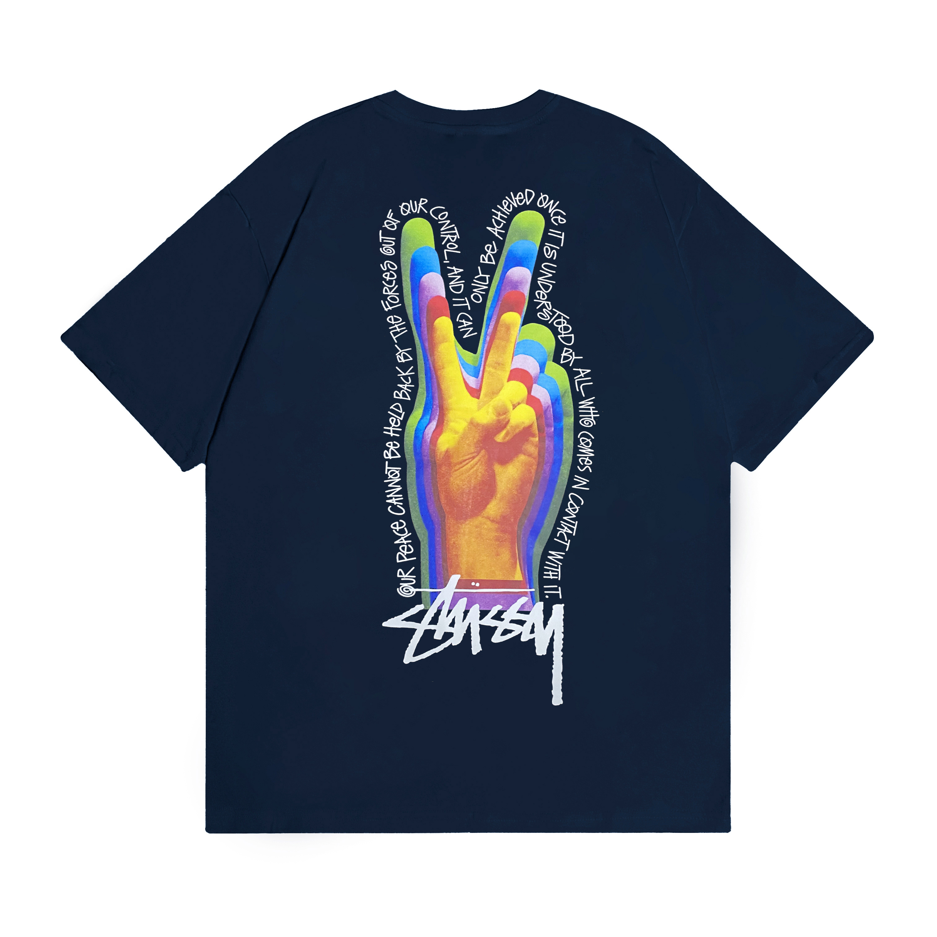Stussy Rainbow Flame Hand T-Shirt
