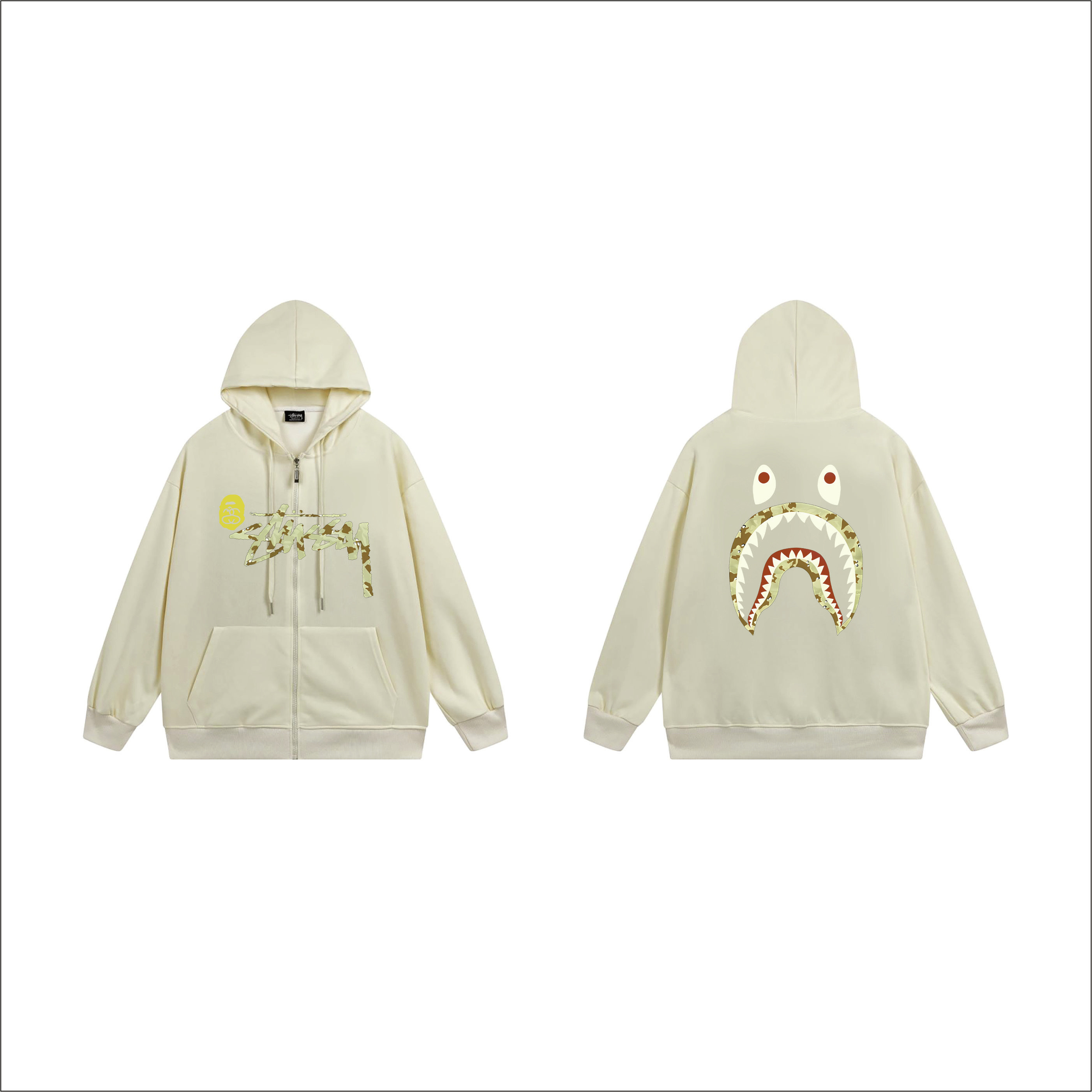 Stussy Rainbow Shark Mouth Full-Zip Hoodie