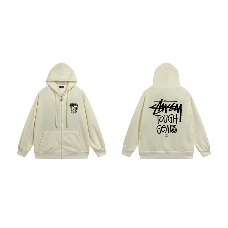 Stussy Red Blue Globe Seal Full-Zip Hoodie