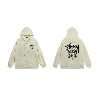 Stussy Red Blue Globe Seal Full-Zip Hoodie 01