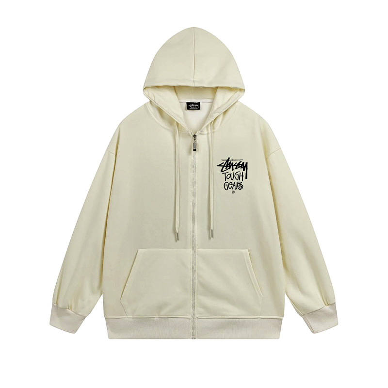 Stussy Red Blue Globe Seal Full-Zip Hoodie
