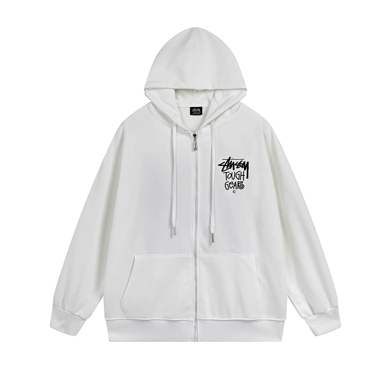 Stussy Red Blue Globe Seal Full-Zip Hoodie