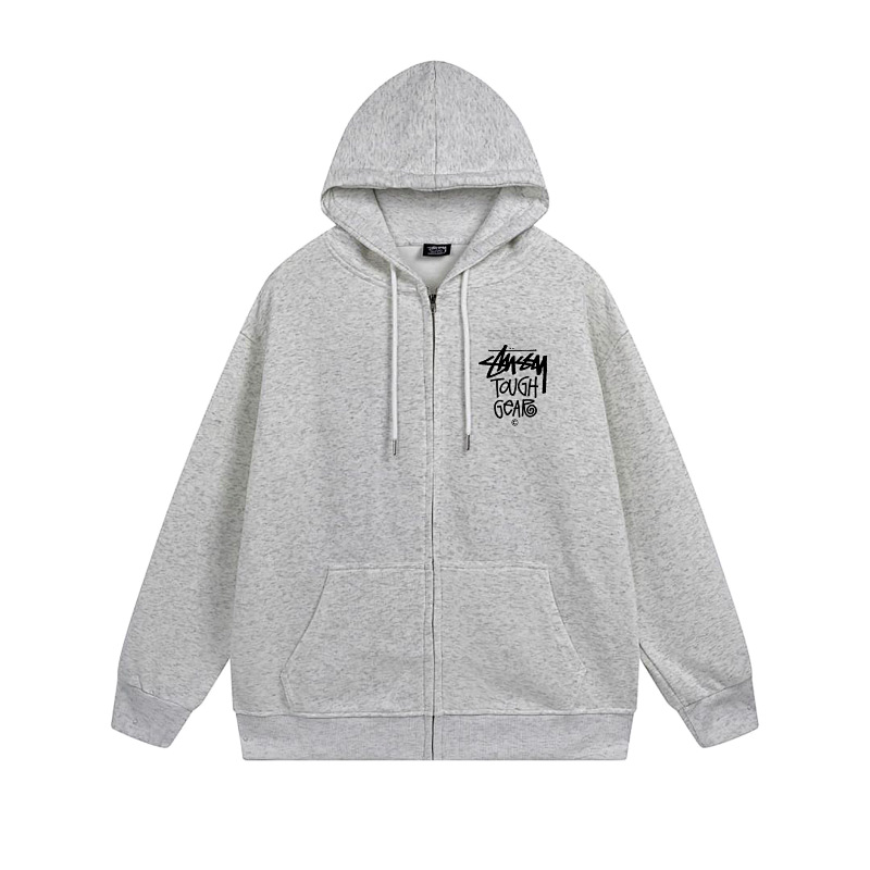 Stussy Red Blue Globe Seal Full-Zip Hoodie
