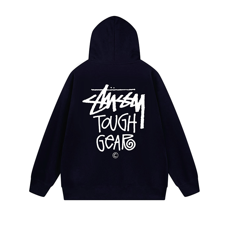 Stussy Red Blue Globe Seal Full-Zip Hoodie