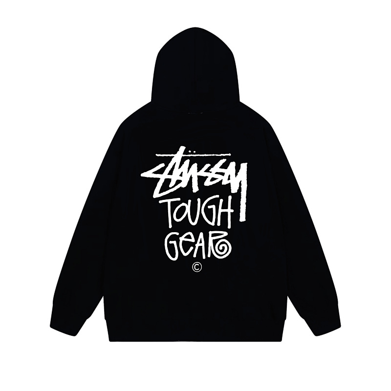 Stussy Red Blue Globe Seal Full-Zip Hoodie