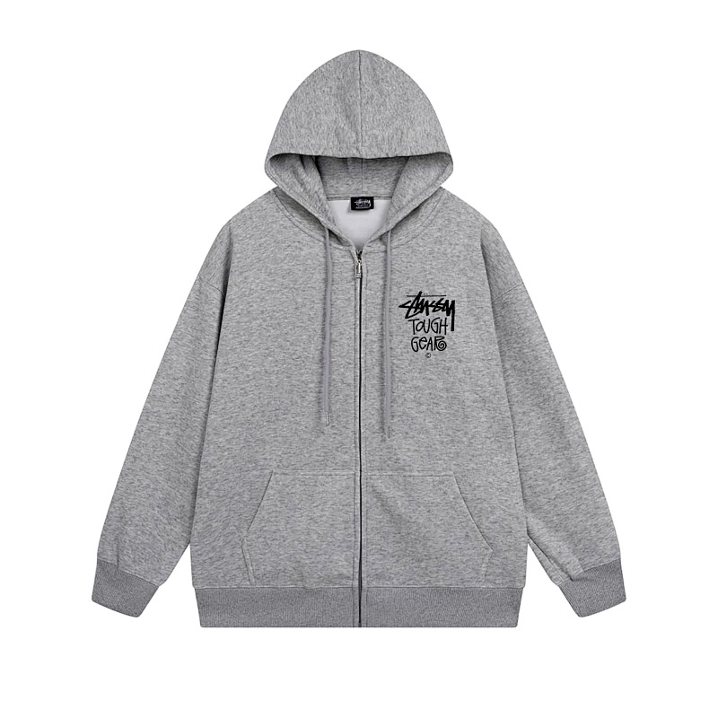 Stussy Red Blue Globe Seal Full-Zip Hoodie