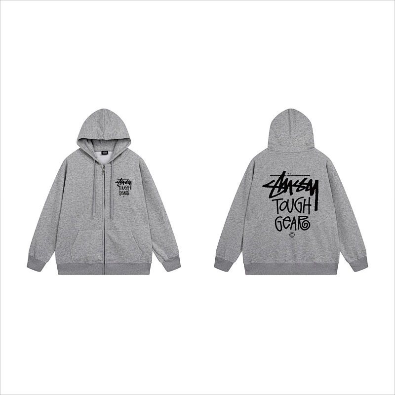 Stussy Red Blue Globe Seal Full-Zip Hoodie