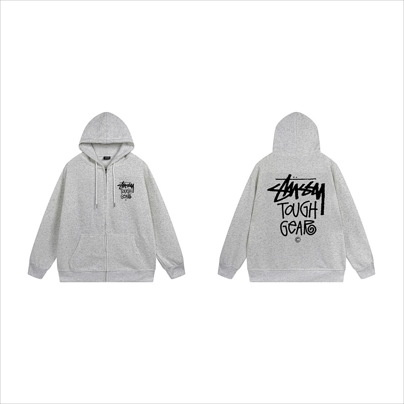 Stussy Red Blue Globe Seal Full-Zip Hoodie