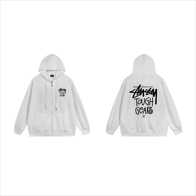 Stussy Red Blue Globe Seal Full-Zip Hoodie