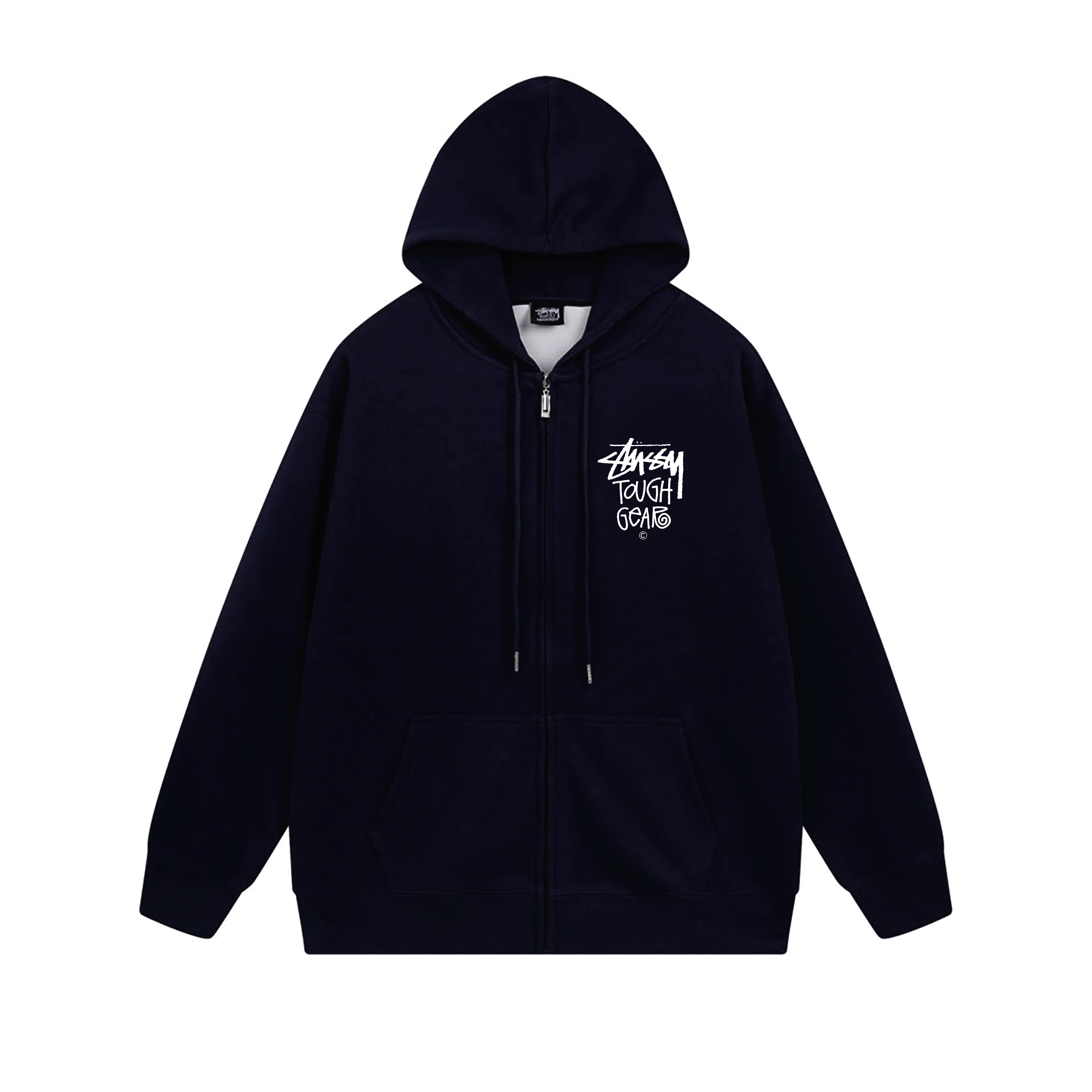 Stussy Red Blue Globe Seal Full-Zip Hoodie