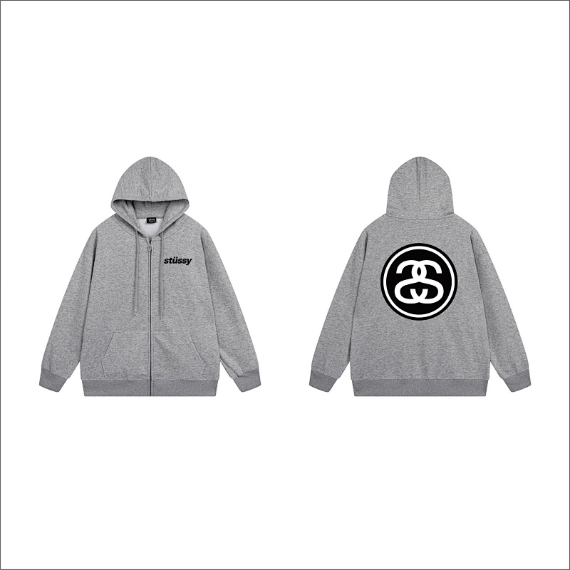 Stussy Red Rose Circular Script Full-Zip Hoodie