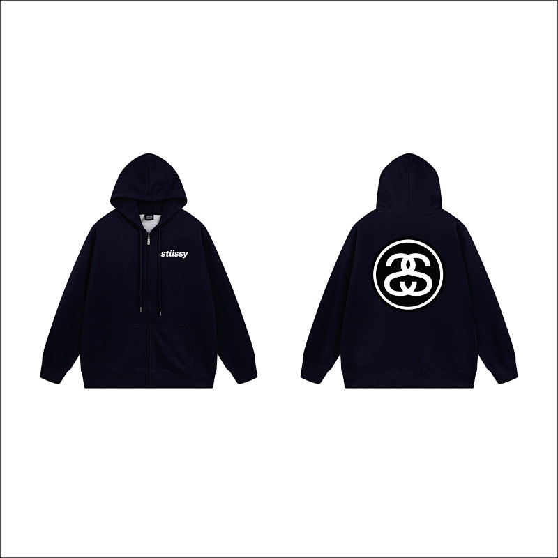 Stussy Red Rose Circular Script Full-Zip Hoodie