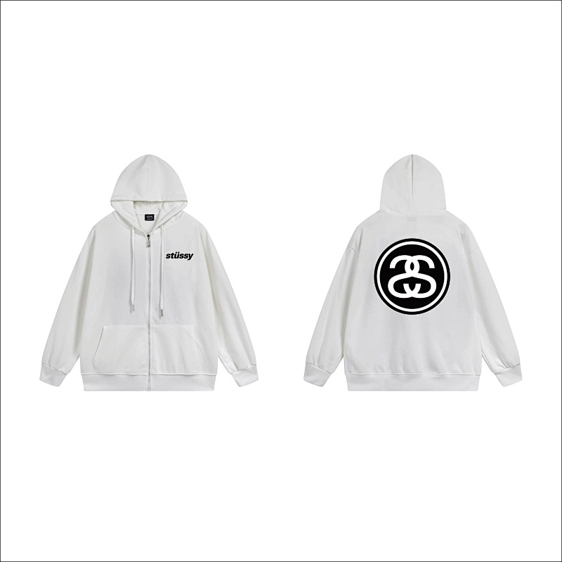Stussy Red Rose Circular Script Full-Zip Hoodie