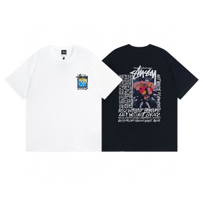 Stussy Rose Poster Typography T-Shirt 01