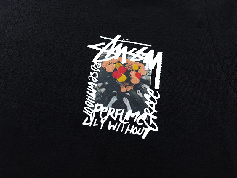 Stussy Rose Poster Typography T-Shirt