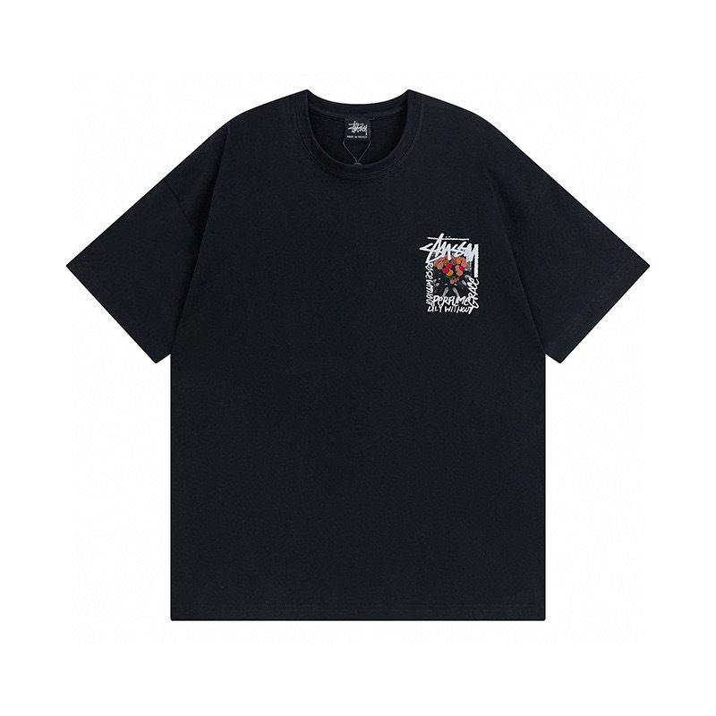 Stussy Rose Poster Typography T-Shirt