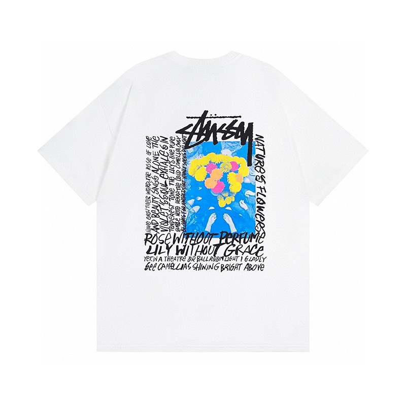 Stussy Rose Poster Typography T-Shirt