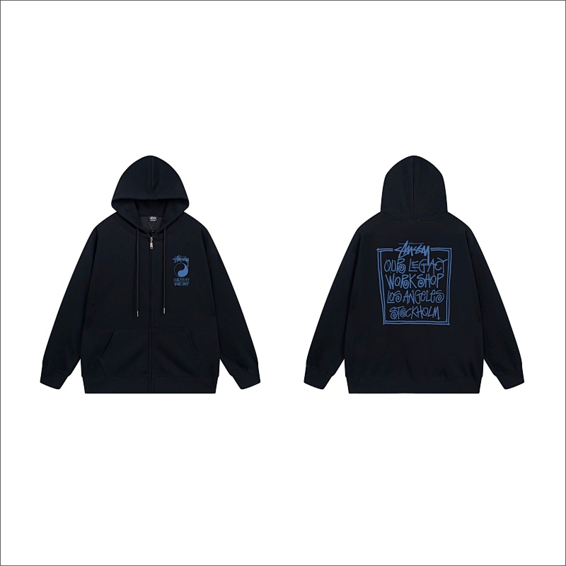 Stussy Square Message Graphic Full-Zip Hoodie