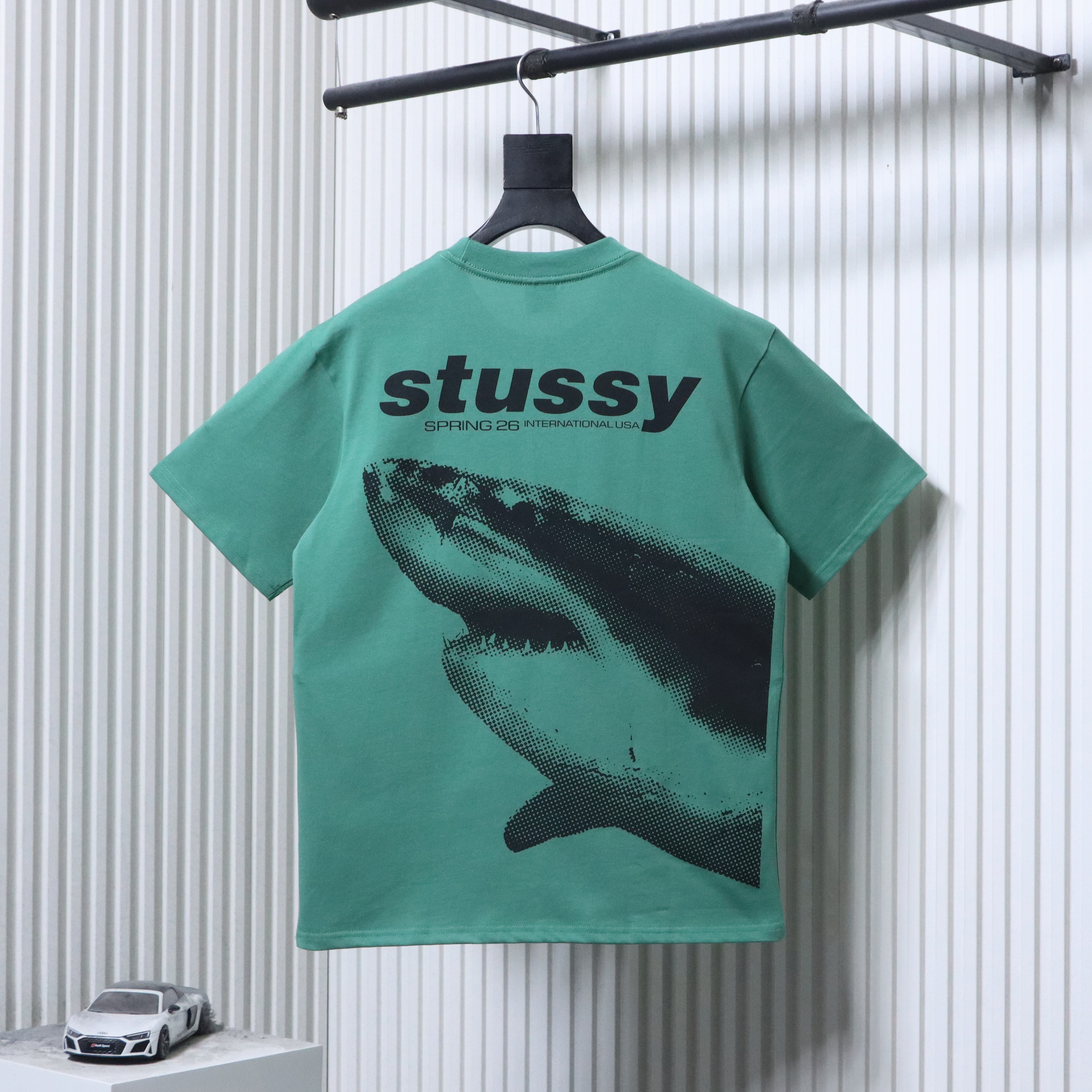 Stussy SS26 Green Shark Pigment-Dyed T-Shirt