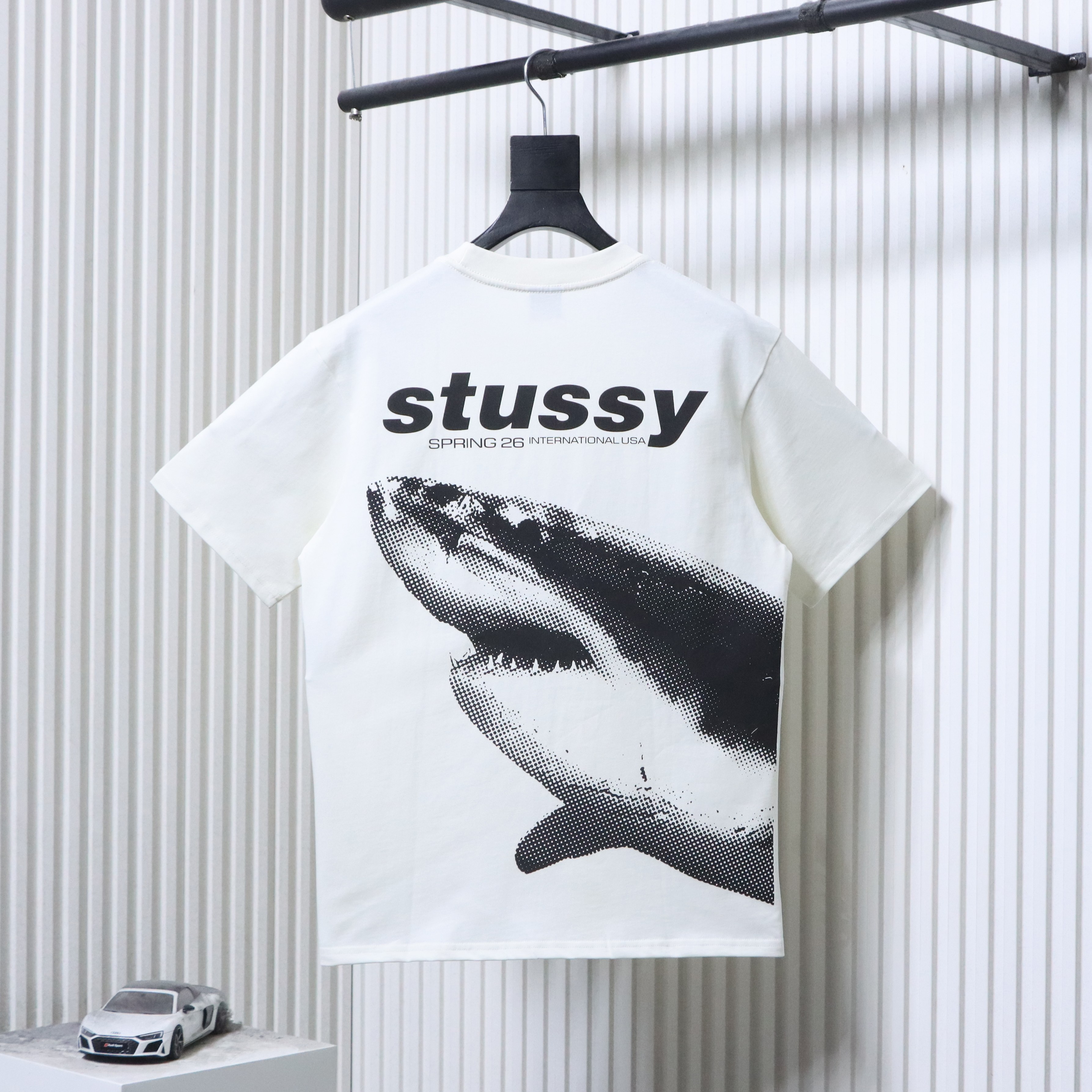 Stussy SS26 Monochrome Shark Pigment-Dyed T-Shirt