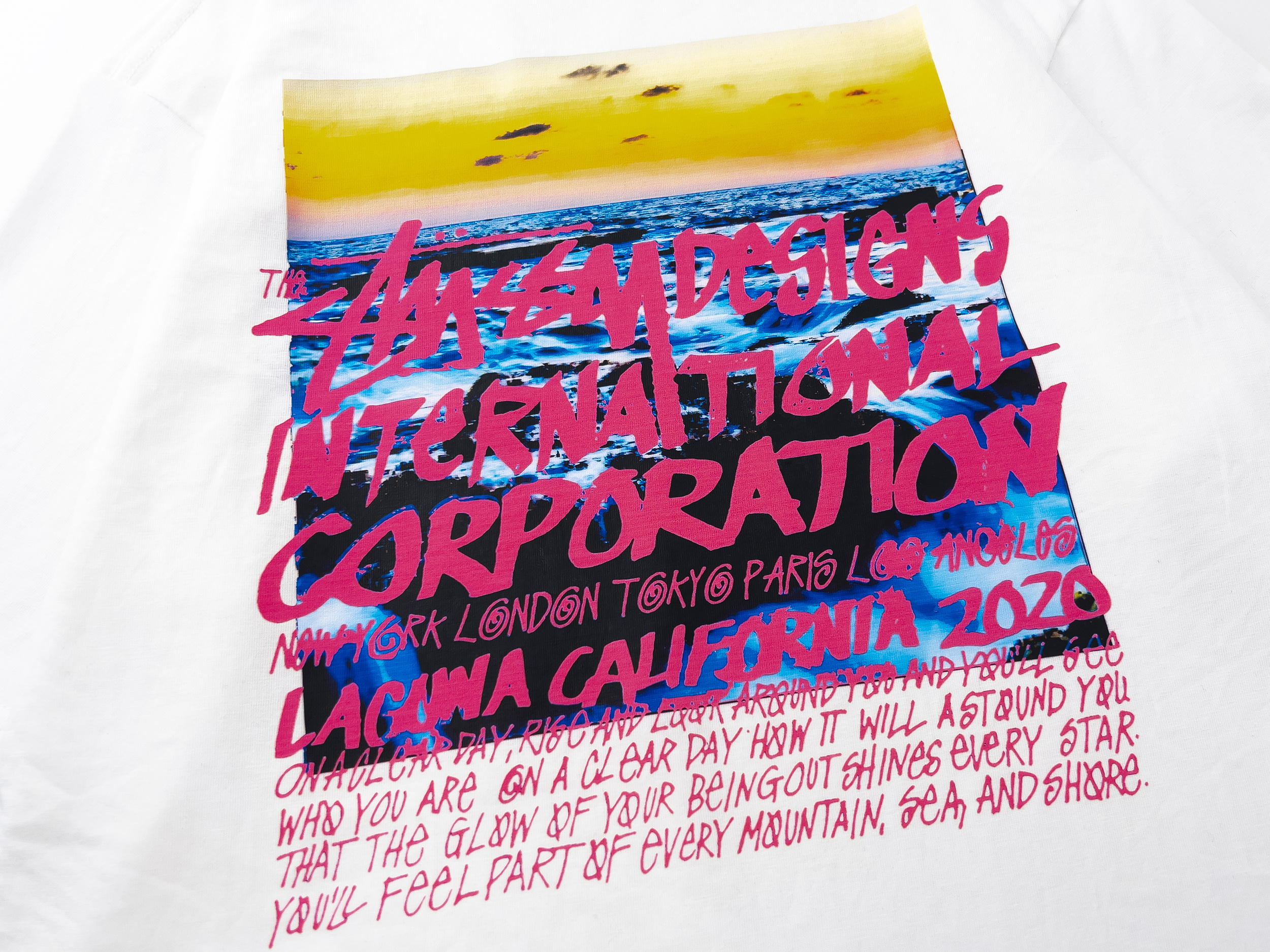 Stussy Sunset Ocean Poster T-Shirt