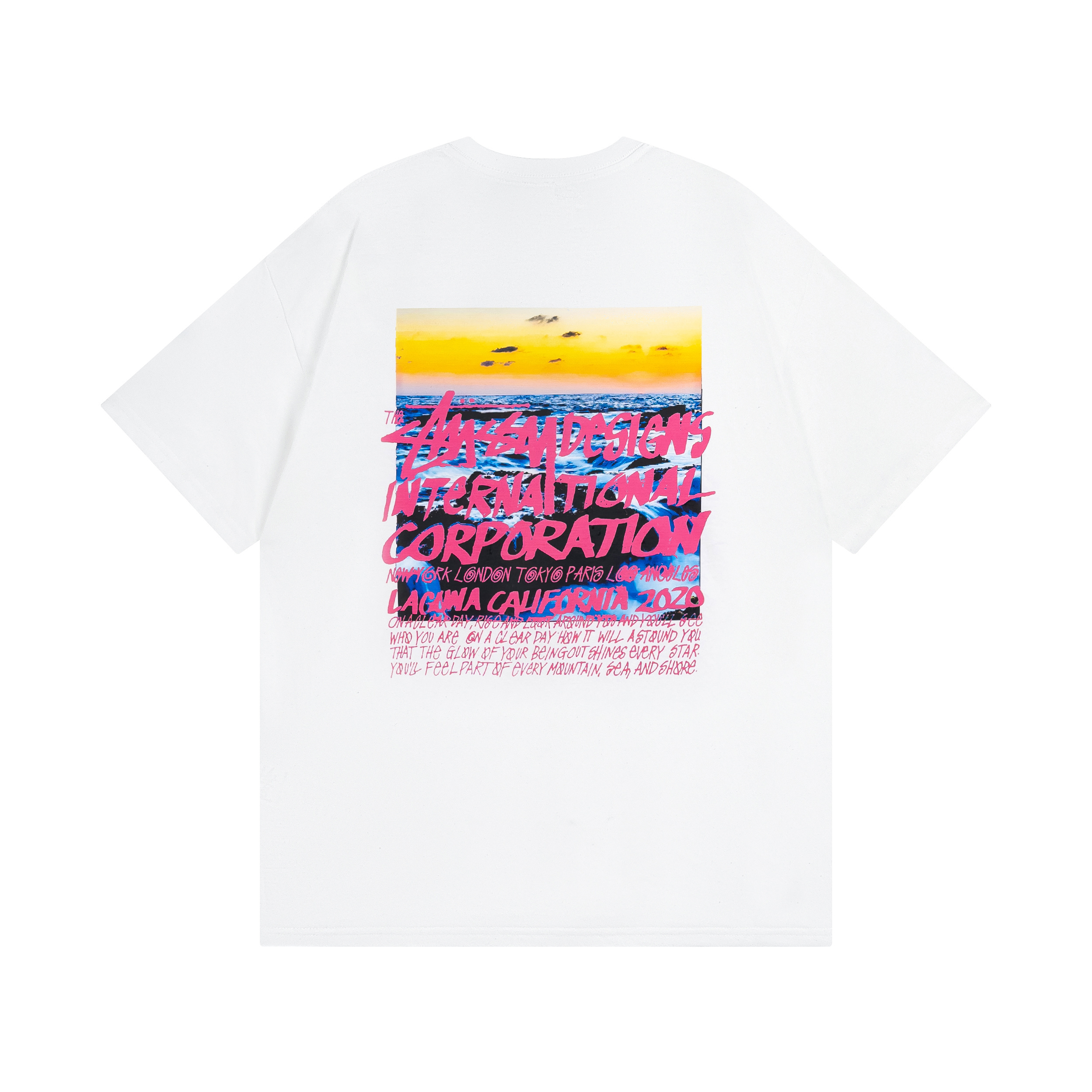 Stussy Sunset Ocean Poster T-Shirt