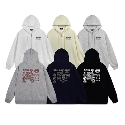 Stussy Tricolor Back Message Full-Zip Hoodie 01