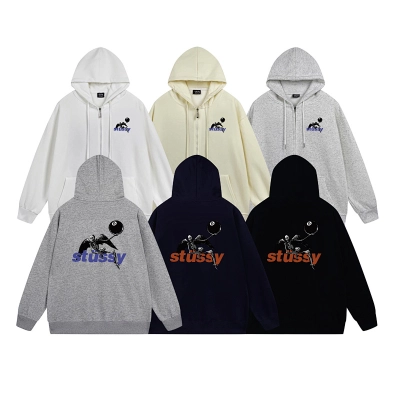 Stussy Tricolor Shadow Logo Full-Zip Hoodie 01