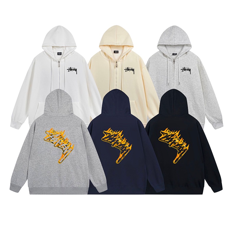 Stussy Yellow Checkerboard Lightning Full-Zip Hoodie
