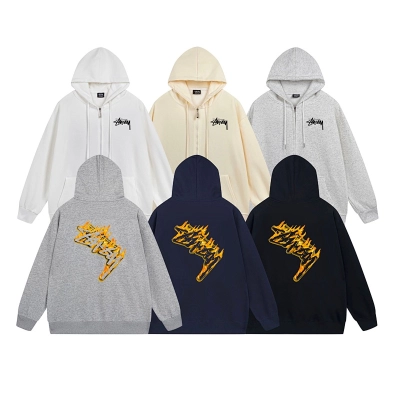Stussy Yellow Checkerboard Lightning Full-Zip Hoodie 01