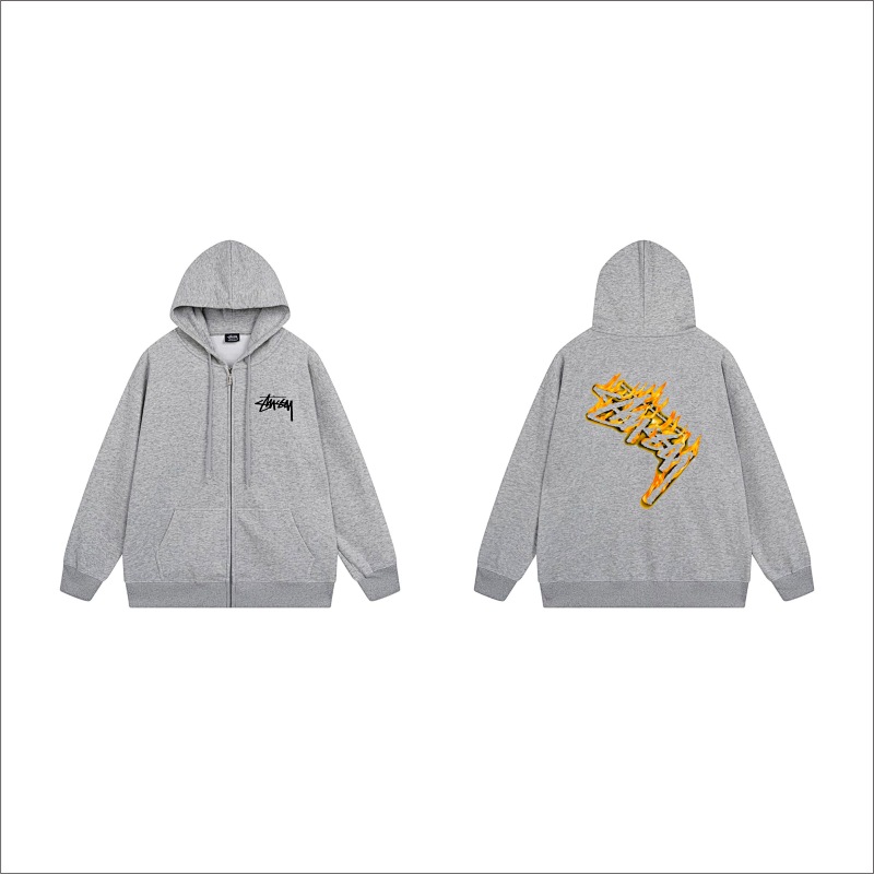 Stussy Yellow Checkerboard Lightning Full-Zip Hoodie