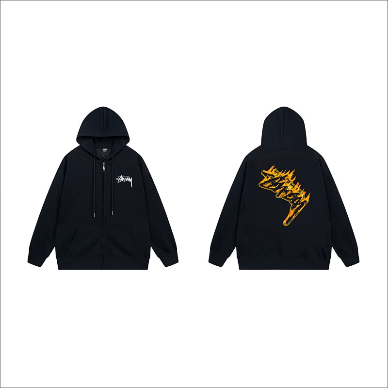 Stussy Yellow Checkerboard Lightning Full-Zip Hoodie