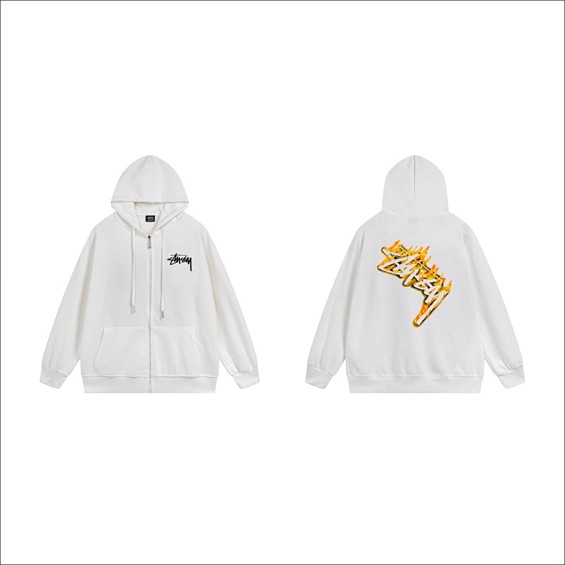 Stussy Yellow Checkerboard Lightning Full-Zip Hoodie