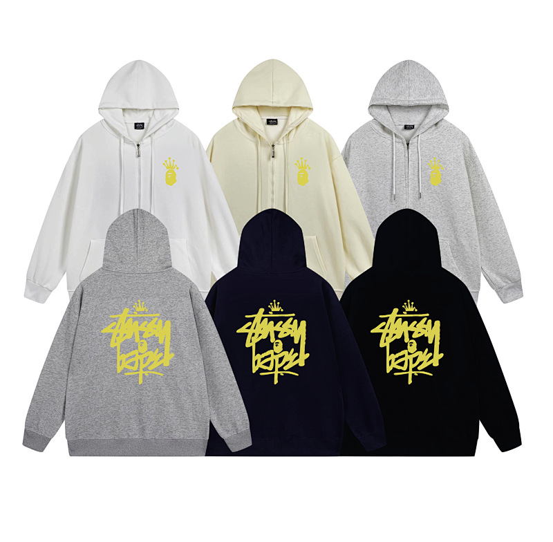 Stussy Yellow Crown Handstyle Full-Zip Hoodie