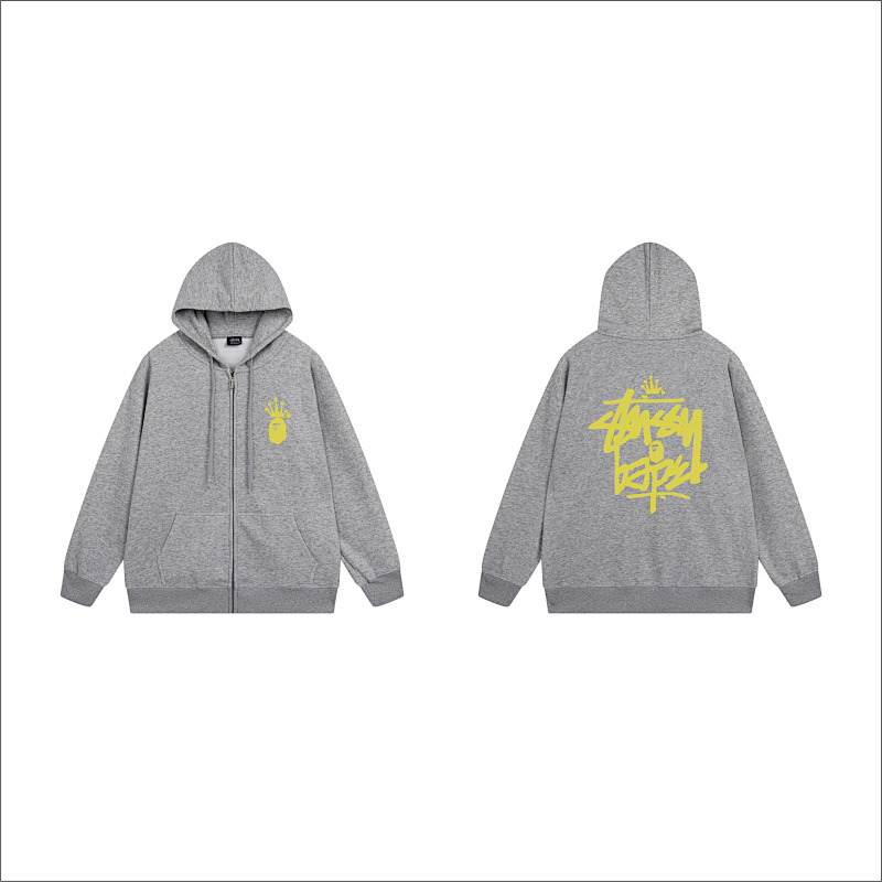 Stussy Yellow Crown Handstyle Full-Zip Hoodie