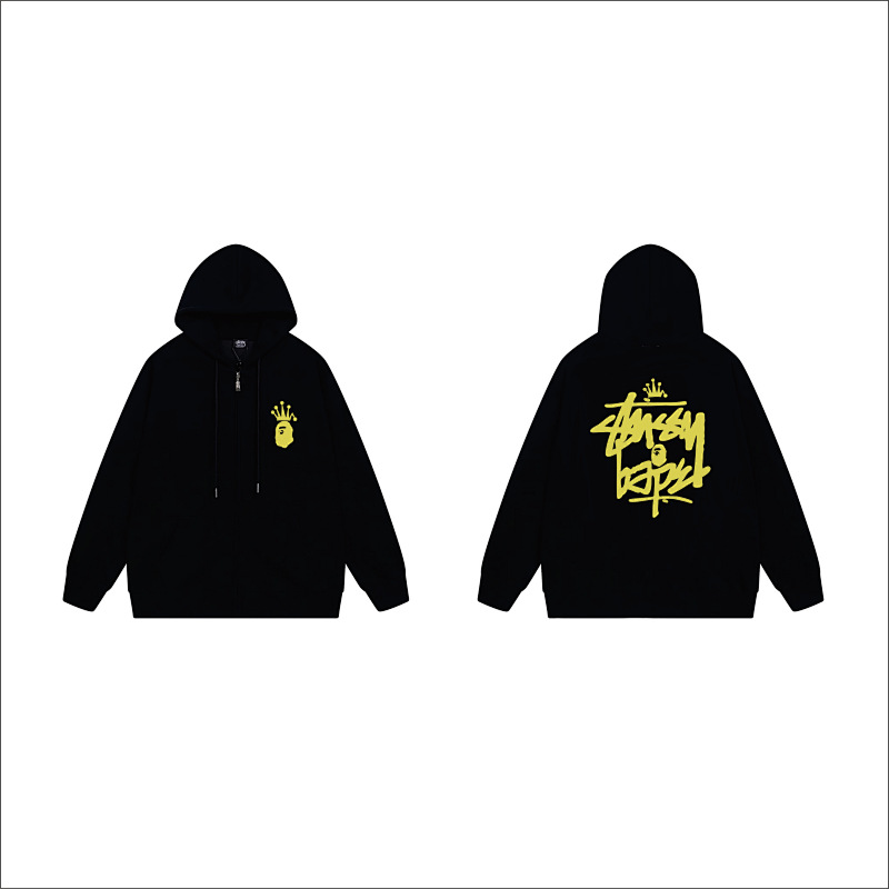 Stussy Yellow Crown Handstyle Full-Zip Hoodie