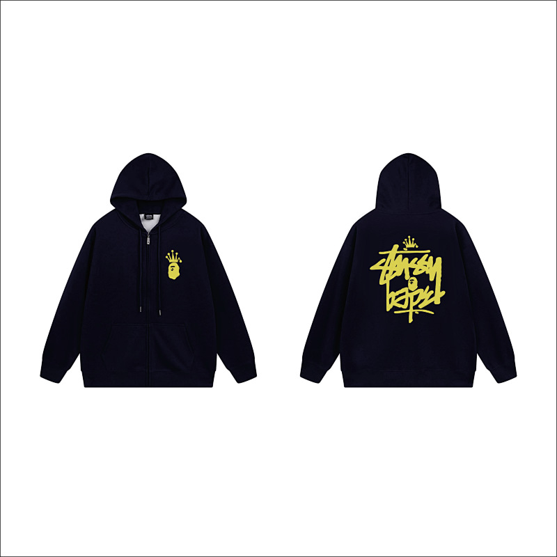 Stussy Yellow Crown Handstyle Full-Zip Hoodie