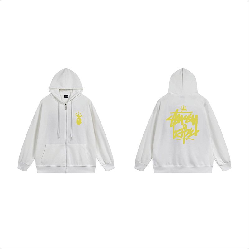 Stussy Yellow Crown Handstyle Full-Zip Hoodie