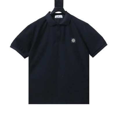 Stone Island Classic Knit Polo Shirt Black 01