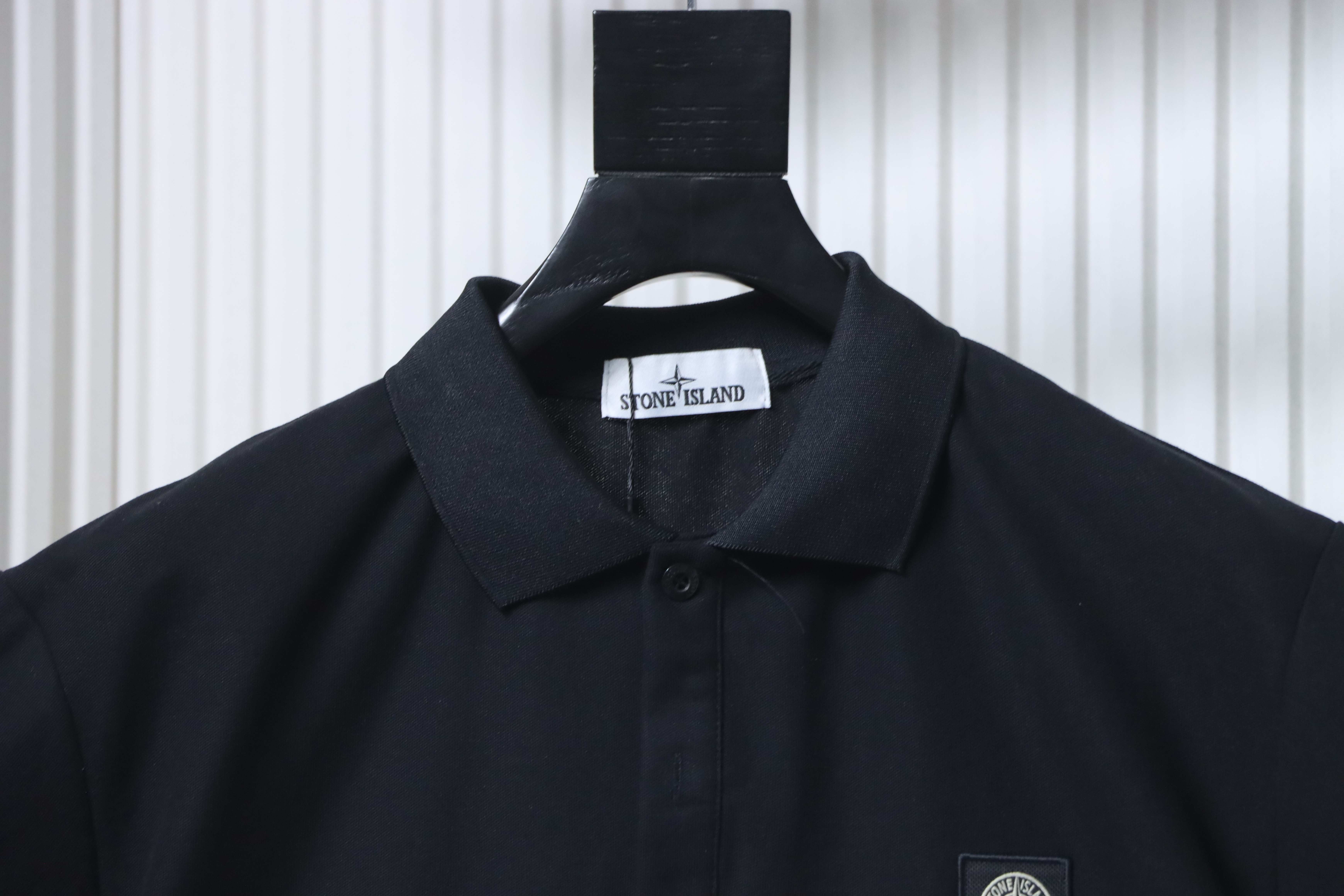 Stone Island Classic Knit Polo Shirt Black