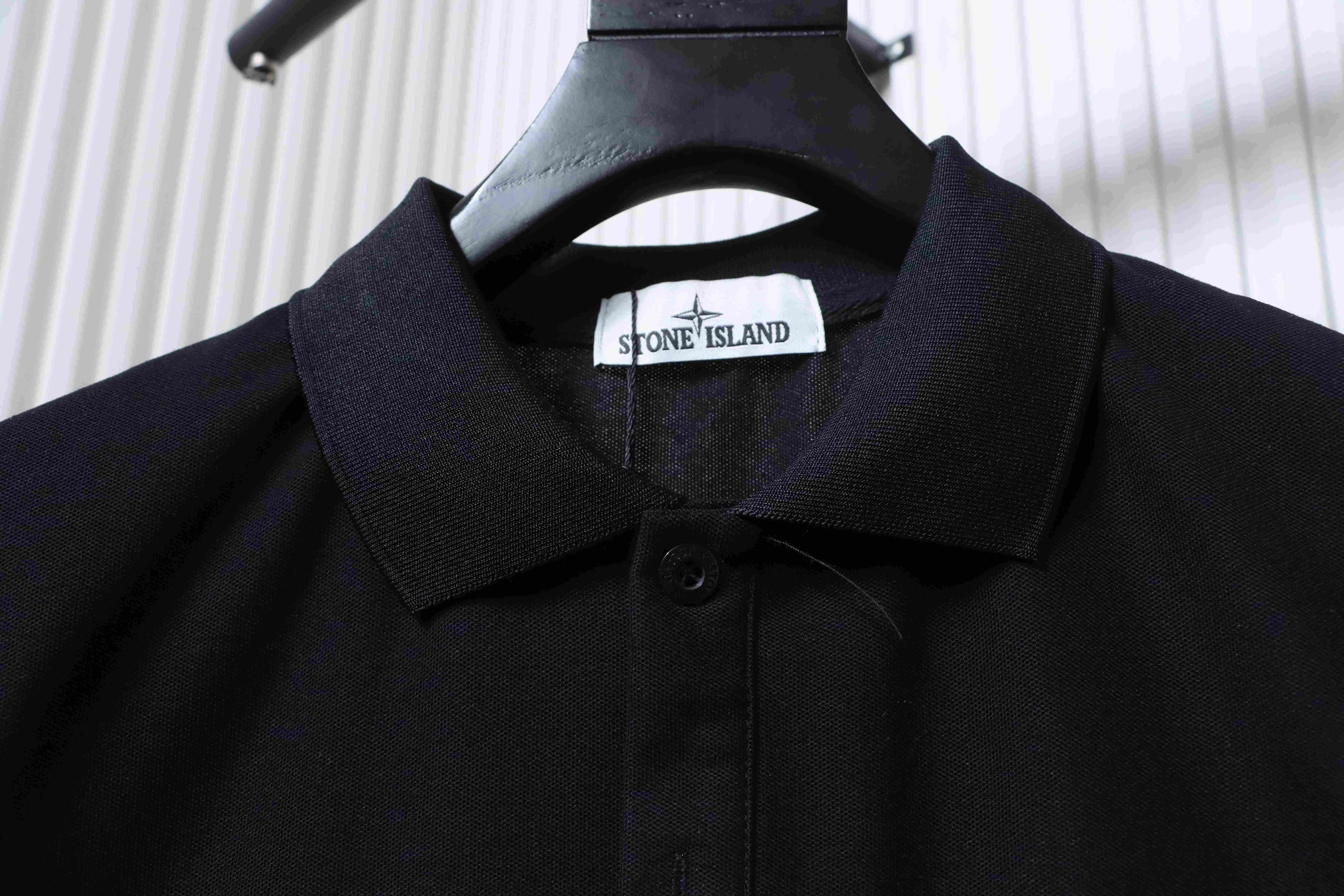 Stone Island Classic Knit Polo Shirt Black