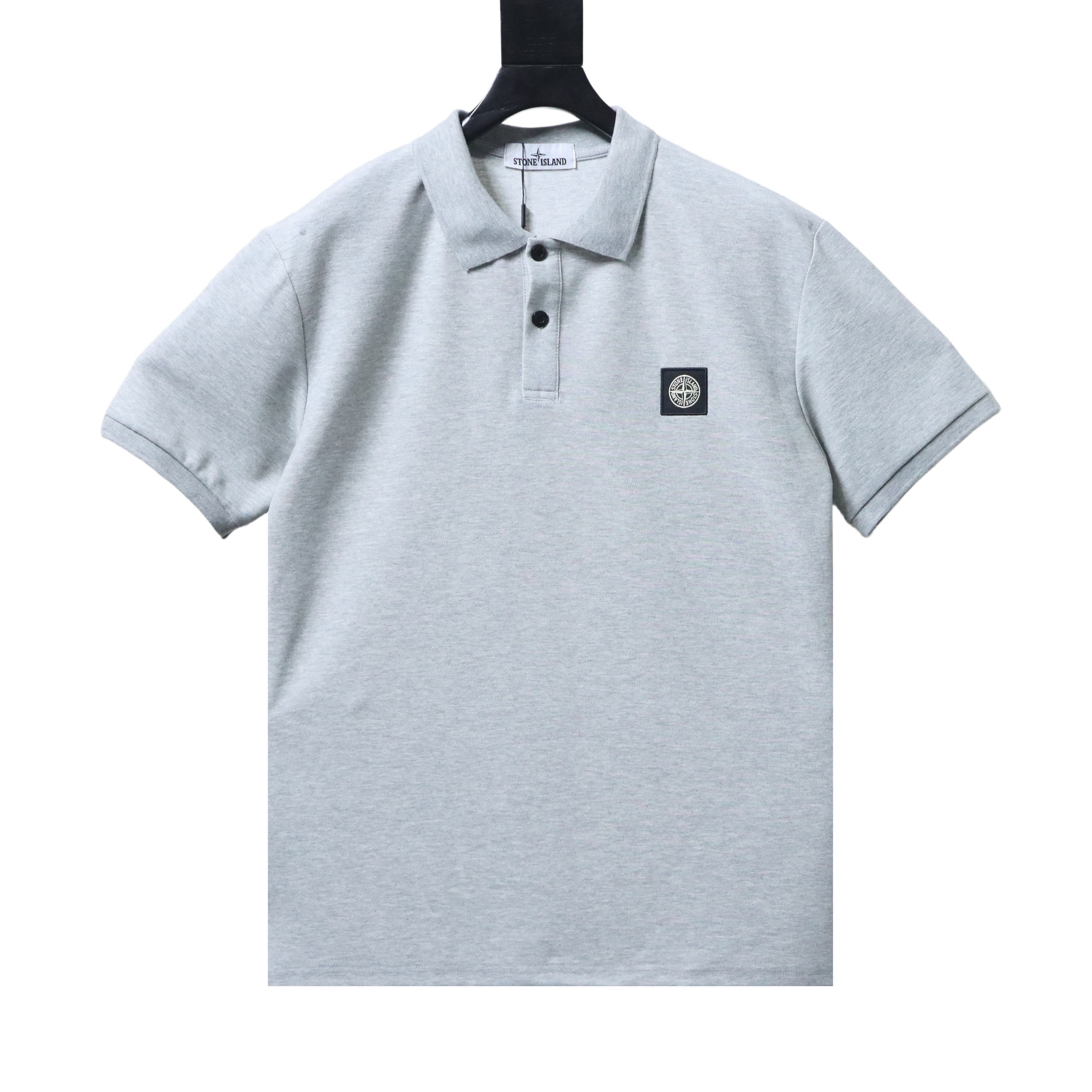 Stone Island Classic Knit Polo Shirt Light Gray