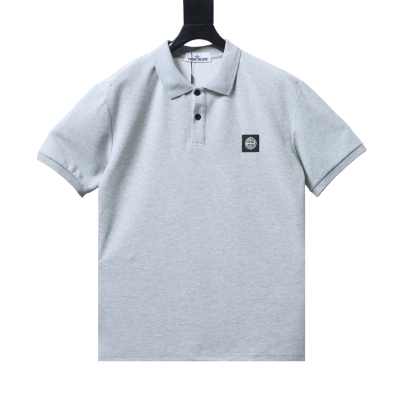 Stone Island Classic Knit Polo Shirt Light Gray 01