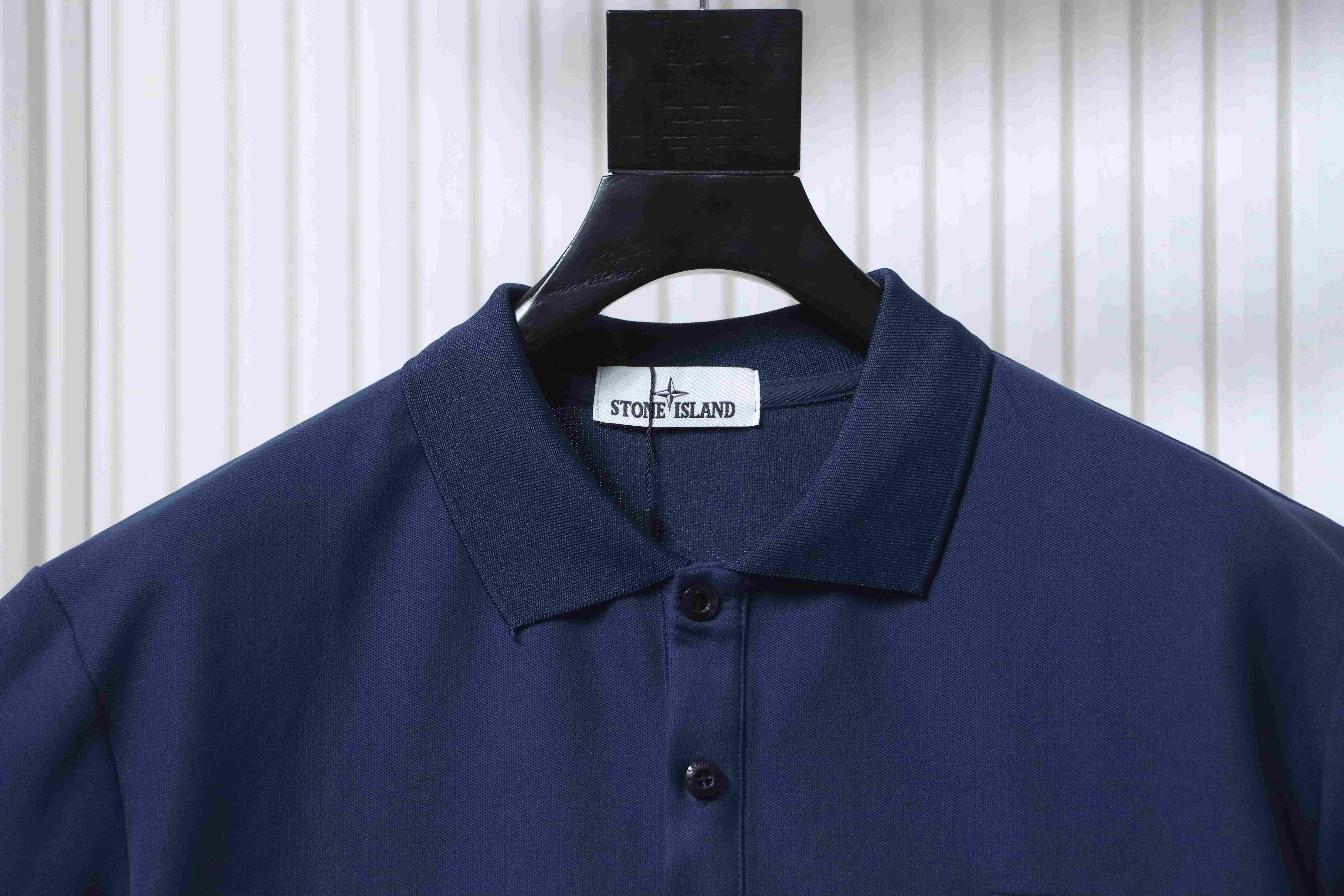 Stone Island Classic Knit Polo Shirt Navy
