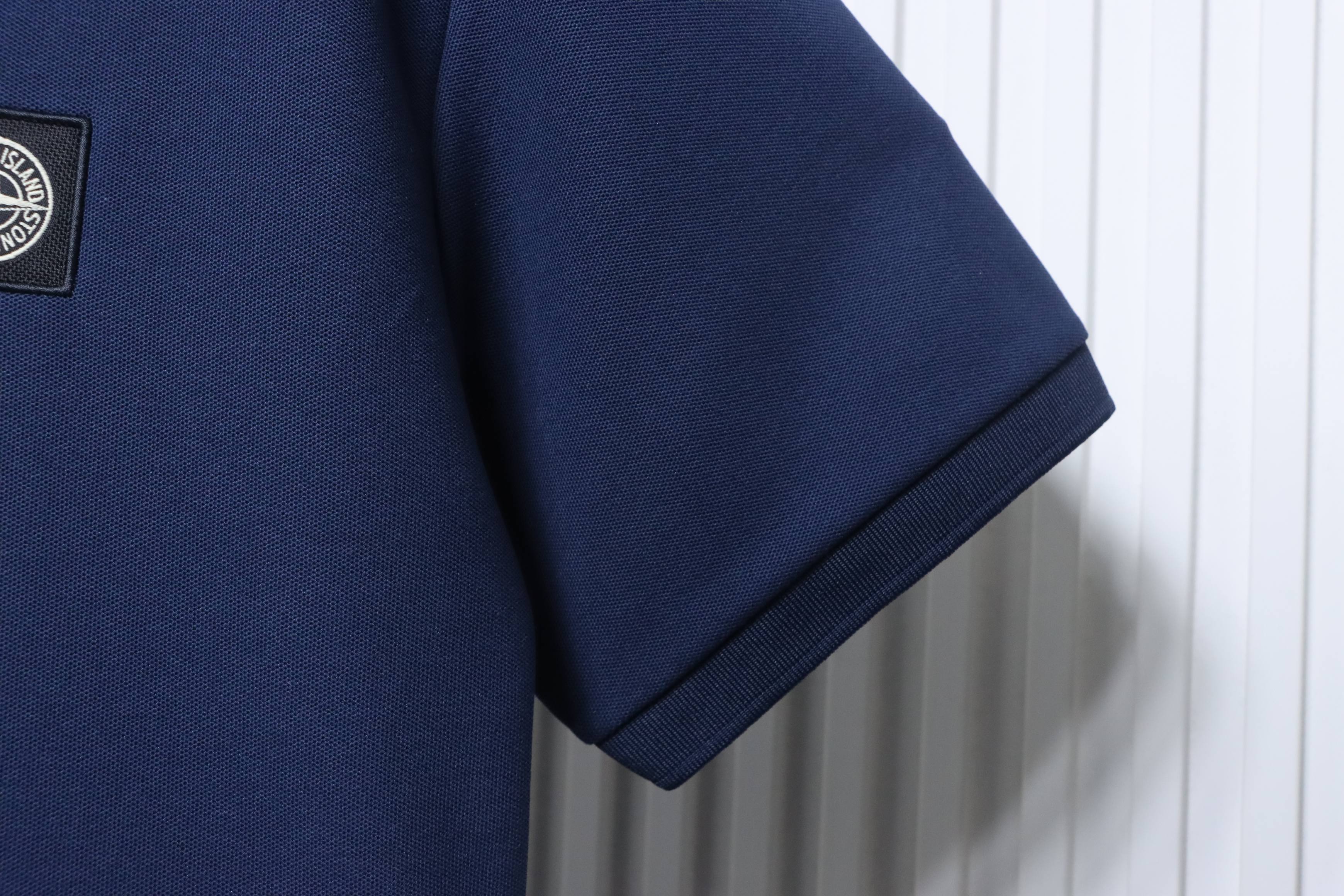 Stone Island Classic Knit Polo Shirt Navy
