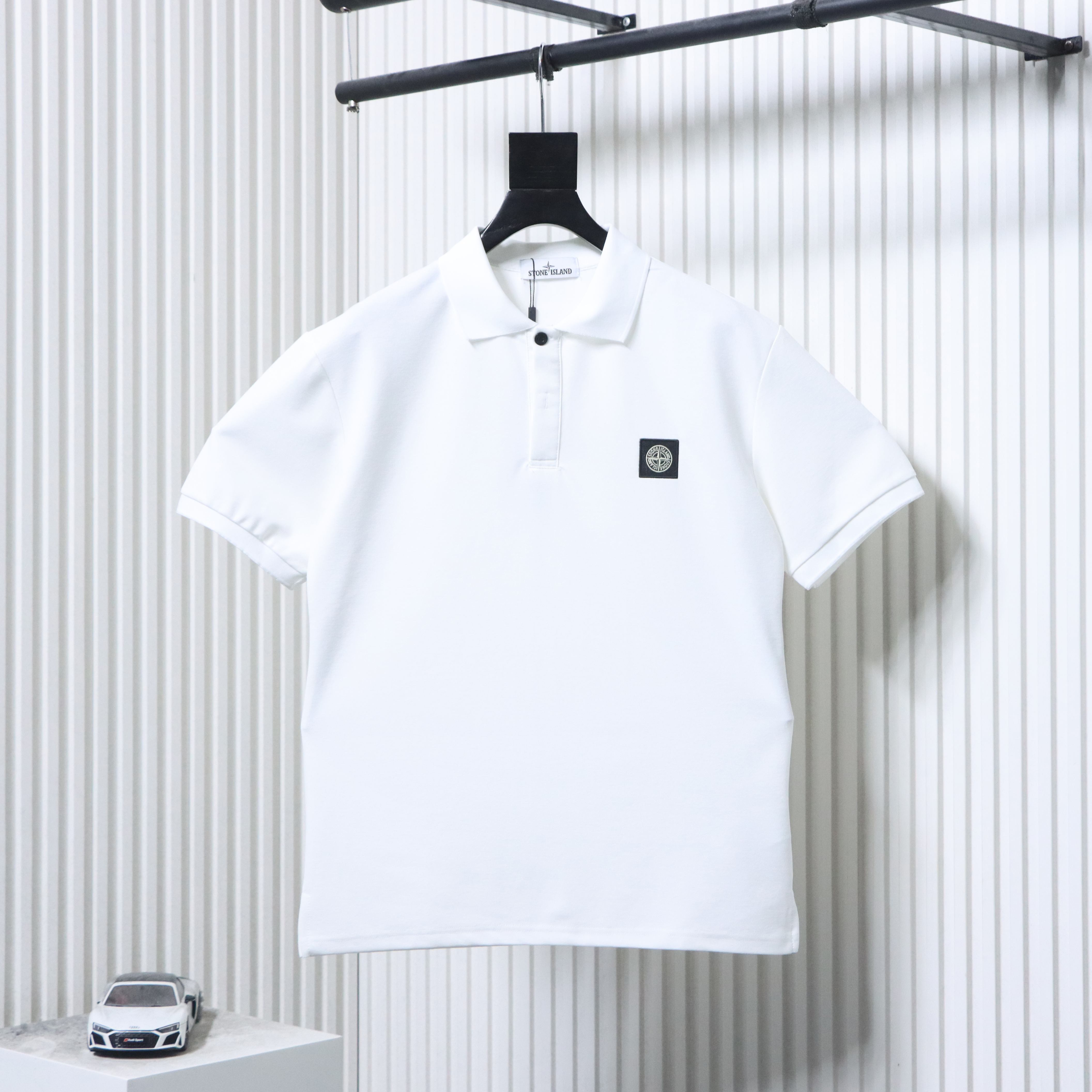 Stone Island Classic Knit Polo Shirt White
