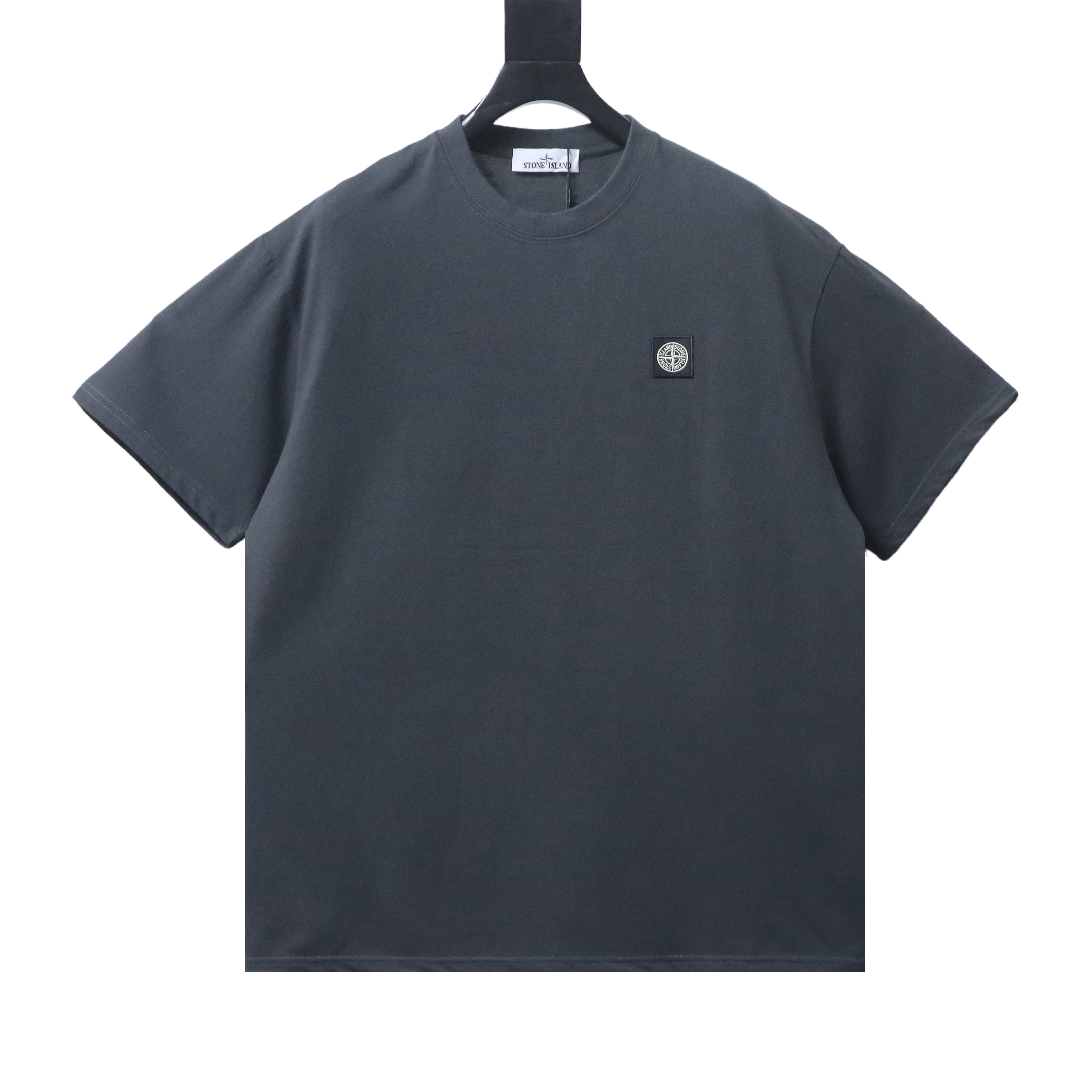 Stone Island Embroidered Compass Chest T-Shirt Charcoal Gray
