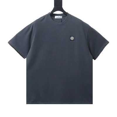 Stone Island Embroidered Compass Chest T-Shirt Charcoal Gray 01