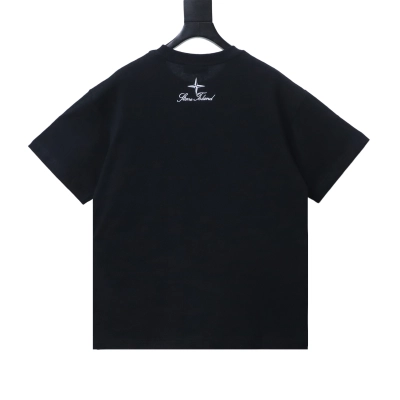 Stone Island Embroidered Script Logo T-Shirt Black 02