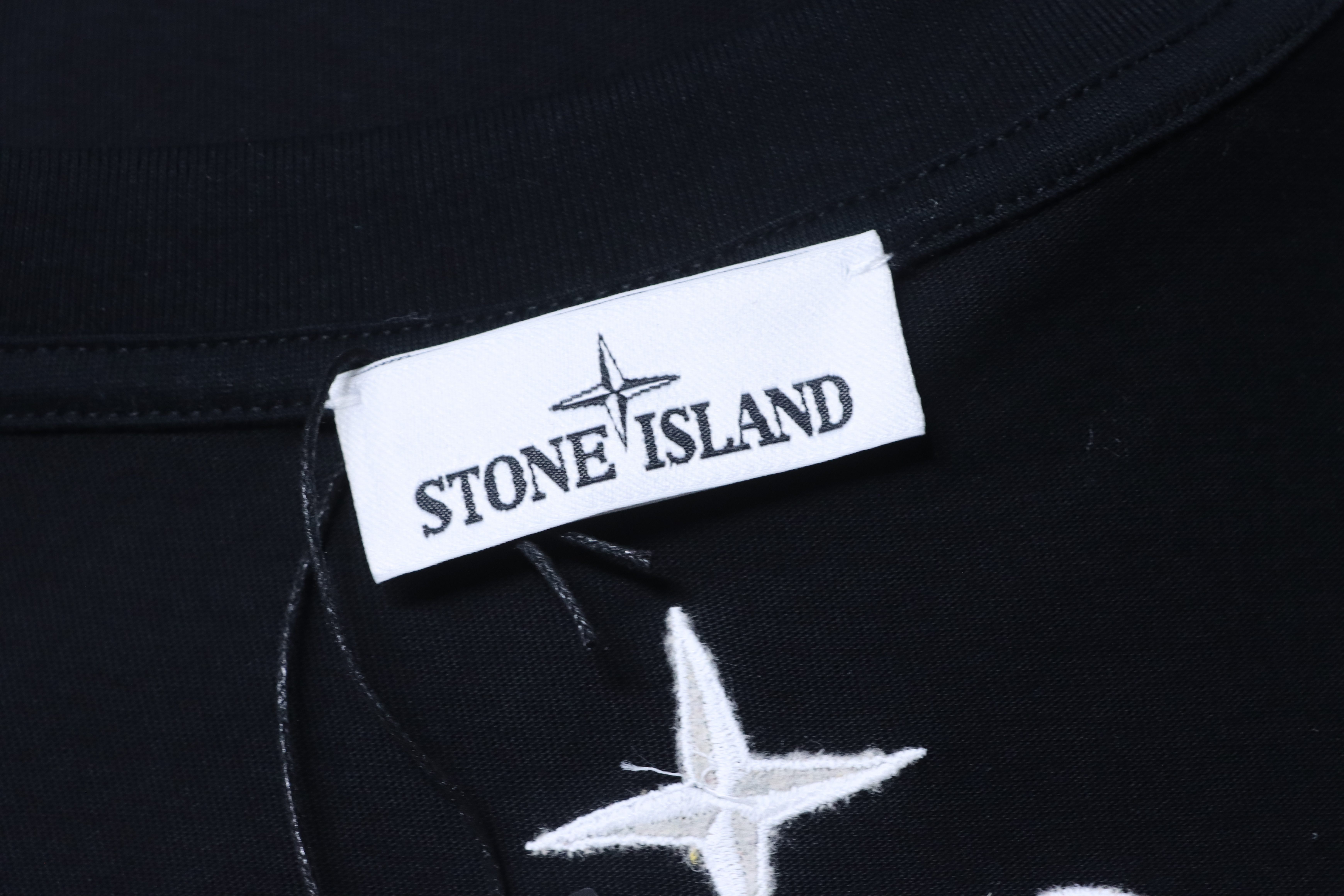 Stone Island Embroidered Script Logo T-Shirt Black